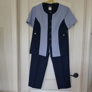 HELENE BLAKE Women's Vtg Two-Tone Pantsuit Size 10P